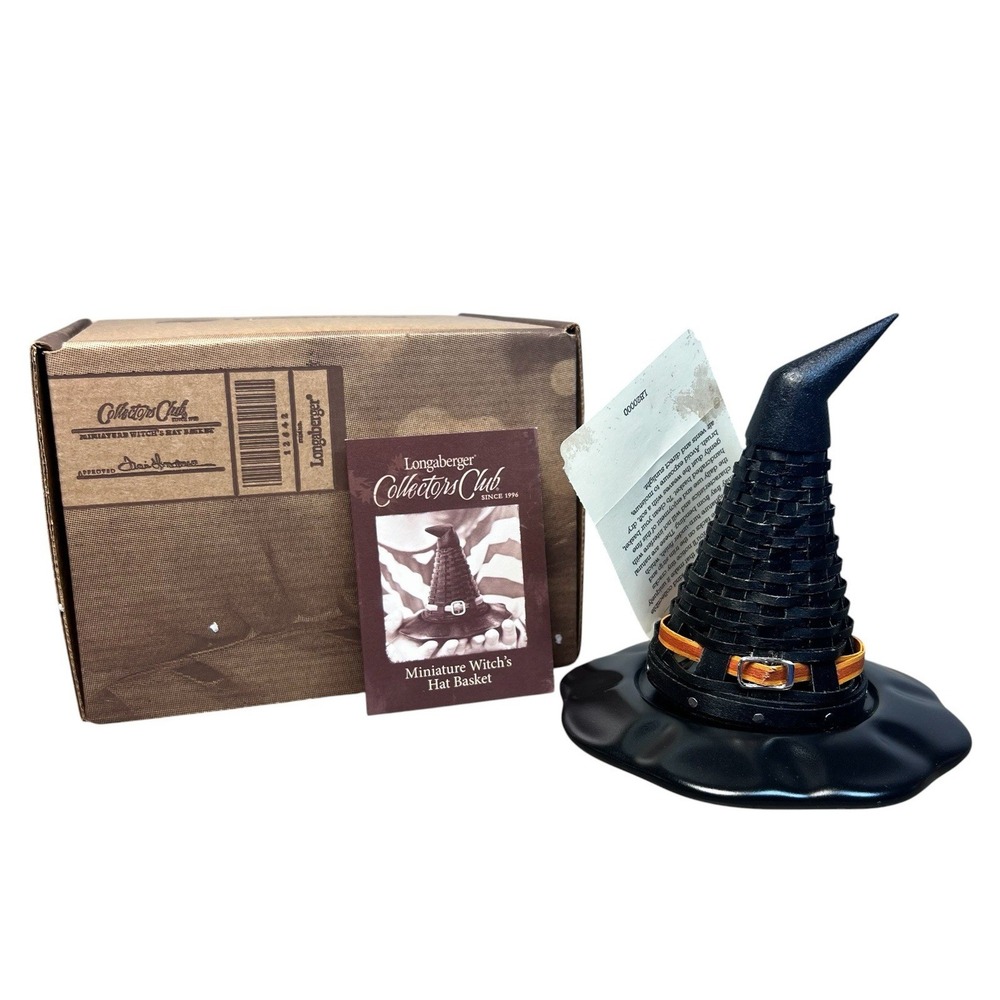 Longaberger 2013 Halloween Miniature Witch's Hat Basket & Pottery Base - USA